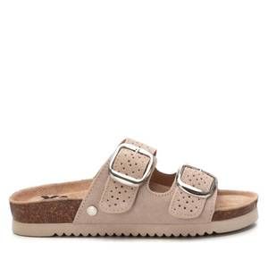 NEW XTI women's double buckle slide sandals in beige